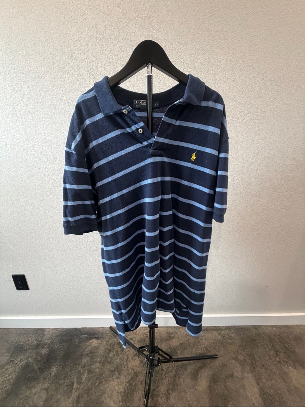 Ralph Lauren Navy with Light Blue Stripe Polo Shirt